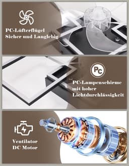 NETTLIFE Moderne Plafondlamp met Ventilator LED - 68cm - 6 Standen - Dimbaar - Met Afstandsbediening en Timer - Voor Woonkamer & Eetkamer — thumbnail 3