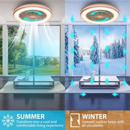 Epochglo Plafondlamp met ventilator Ø48.5cm - LED RGBW - 40W 4200LM - Dimbaar 3000K-6500K - 6 Snelheden - Timer, Afstandsbediening - Fluisterstil - Reversibele - Motor DC - Wit - Woonkamer - Slaapkamer - Keuken — thumbnail 5