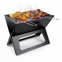 Lomera Draagbare Barbecue - Opvouwbare BBQ - Houtskoolbarbecue - Tafelbarbecue - Camping Barbecue - Mini Barbecue - Opklapbaar - Reis Barbecue - Festival BBQ - Houtskool Grill - Balkon Barbecue - Picknick BBQ - Met Handgrepen - Zwart — thumbnail 1