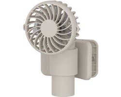 Nekventilator - Draagbare Ventilator - Nek Ventilator -Handventilator Mini Ventilator Ventilator met Clip - 3 Standen - 7 Bladen - Lichtbruin