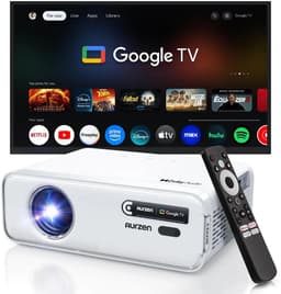 Aurzen EAZZE D1G Mini Beamer – Google TV – Full HD 1080p – 4K Ondersteuning – Mini Projector – HDR10 – Netflix – Dolby Audio – Auto Focus & Keystone – WiFi 5G & Bluetooth 5.1 – Stream eenvoudig vanaf je smartphone – Chromecast ingebouwd — thumbnail 1