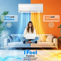 Split Airconditioner 9000 BTU (2.6 kW) WiFi Ready – A+++ Energiezuinig Koelen & Verwarmen – Zeer Stil Inverter Airco met Timer, Afstandsbediening & Complete Installatieset (3m) – Laura — thumbnail 2