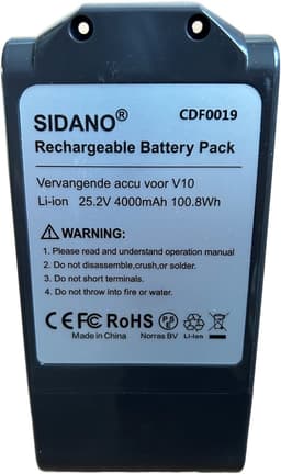 SIDANO® Vervangende Accu - Batterij geschikt voor Dyson V10 / SV12 - Absolute - Animal - 25.2V - 4000mAh met HEPA filter en borstel — thumbnail 2