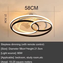 Moderne LED Plafondventilator met Verlichting Zesblads Onzichtbare Stille Zwenklamp Dimbaar — thumbnail 2