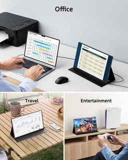 MELVRA Draagbare Monitor - 15.6 inch - Portable Monitor - 1920x1080 FHD - IPS Display - USB-C & Mini HDMI - Ingebouwde Luidsprekers - Inclusief Smart Cover - Laptop MacBook PC PS5 Xbox — thumbnail 3