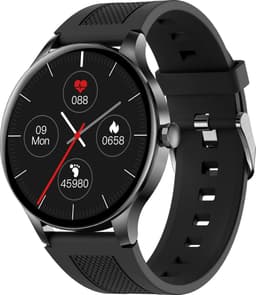 Belesy® NOBLE - Smartwatch Heren – Smartwatch Dames - Horloge – Stappenteller – Calorieën - Hartslag – Sporten - Je eigen foto als wijzerplaat - Kleurenscherm - Full Touch – Silicone – Zwart - Moederdag — thumbnail 1