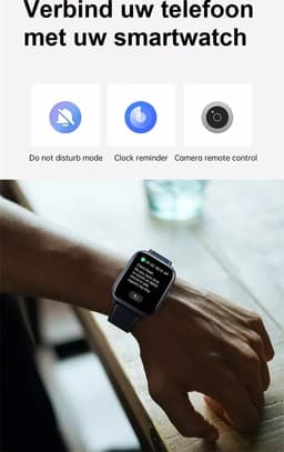 Belesy® LAOS – Smartwatch Dames – Smartwatch Heren – Horloge – 1.78 inch Touchscreen Kleurenscherm – Stappenteller – Hartslag – Zuurstofgehalte – 100+ Sporten – Calorieën – Bluetooth 5.1 – Zwart Siliconen - Moederdag — thumbnail 5