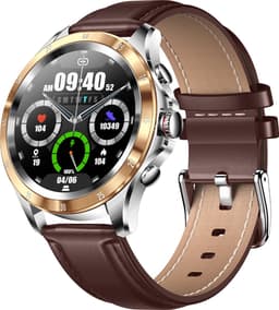Darenci Platinum Pro Smartwatch Heren – Goud/Bruin – Bluetooth Bellen & Muziek – Hartslag-, Bloeddruk- & Zuurstofmeter – Leren Band – IP67 Waterdicht – Luxe Activity Tracker — thumbnail 1