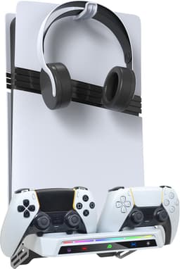 PlayCool 2-in-1 RGB Muurbeugel & Oplaadstation – Geschikt voor PlayStation 5 / PS5 Slim / PS5 Pro (Disc & Digital) – DualSense (Edge) Controller – Met LED Oplaadindicator — thumbnail 1