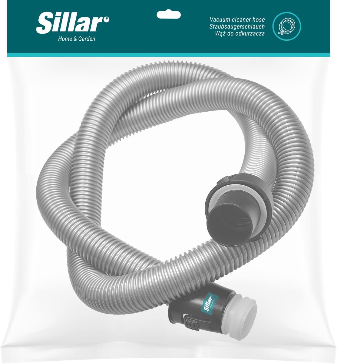 Sillar, stofzuigerslang, flexibel, stofzuigerbuis, vervanging, geschikt voor Electrolux Ultra Silencer PowerForce Classic Silence stofzuiger, lengte 180 cm, grijs — afbeelding 1