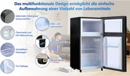 72L mini-koelkast, zwarte glazen deur, 39 dB, 7-fasen temperatuurregeling, LED-verlichting, R600-koelmiddel, directe koeling, geschikt voor keuken, woonkamer, camper en kantoor in 12.120KWH/Annum — thumbnail 4