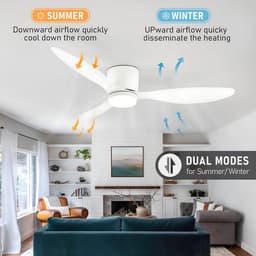 Nivard Plafondventilator - Met Verlichting - Plafond Ventilator - Met Lamp - Plafonniere Met Ventilator - Met Licht - Oranje - 106cm — thumbnail 2