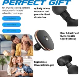 Massage Gun - Draagbaar Zakformaat - 3200 Draaibare - Oplaadbaar via USB - Fitness - Sport En Relax Massage - Krachtig En Draadloos - Voor Spierherstel En Verlichting Van Rugpijn - Zwart — thumbnail 5