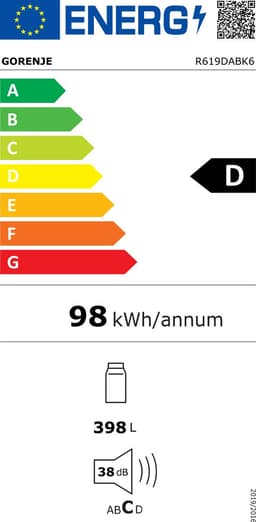 Gorenje R 619 DABK6 koelkast / 185 cm / invertercompressor / CrispZone met vochtigheidsregelaar / AdaptTech / convectiekoelsysteem / snelle koelfunctie / koelkast 398 l / EEK C / zwart [ Energieklasse D ] — thumbnail 2