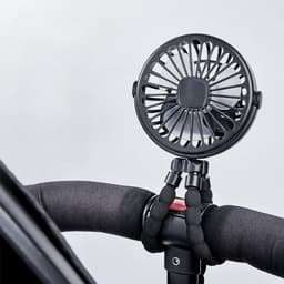 Zwarte miniventilator - Draagbare statiefventilator - Oplaadbare ventilator met 3 snelheden - 360 graden roterende stille ventilator - Autostoel- en bedventilator — thumbnail 5