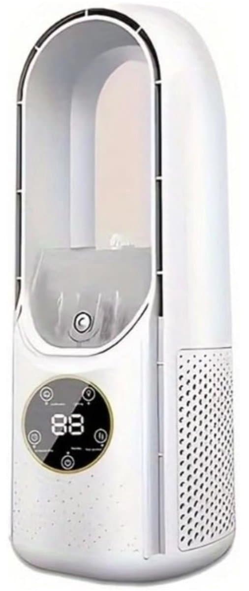 Mobiele Aircooler - Ventilator - Torenmodel - Bladloze Ventilator - Energiezuinige Luchtkoeler - bladloze tafelventilator met ledverlichting - Ventilator - Ingebouwde Luchtreiniger - Zonder Bladen - Wit — afbeelding 1
