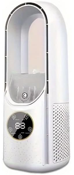 Mobiele Aircooler - Ventilator - Torenmodel - Bladloze Ventilator - Energiezuinige Luchtkoeler - bladloze tafelventilator met ledverlichting - Ventilator - Ingebouwde Luchtreiniger - Zonder Bladen - Wit — thumbnail 1