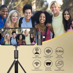 Draadloze Microfoon - 2 Stuks - Lavalier-microfoon - Draadloze Stropdasmicrofoon - Drie-in-één - Bluetooth Mini-microfoon - Voor Video-opnames - 3,5 mm Audio-uitgang - Ruisonderdrukking - Geschikt voor Android-telefoon, Camera, Laptop — thumbnail 3