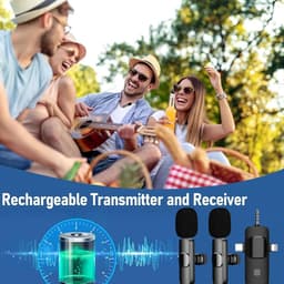 Draadloze Microfoon - 2 Stuks - Lavalier-microfoon - Draadloze Stropdasmicrofoon - Drie-in-één - Bluetooth Mini-microfoon - Voor Video-opnames - 3,5 mm Audio-uitgang - Ruisonderdrukking - Geschikt voor Android-telefoon, Camera, Laptop — thumbnail 4