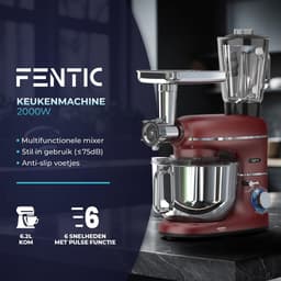 RFWR® Multifunctionele Keukenmachine 2000W - 6,2L Mengkom met Blender, Vleesmolen en Accessoires — thumbnail 5