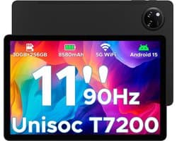DOOGEE Tab A9 Pro+ - Tablet - 30GB RAM (6GB+24GB) - 128GB ROM(TB/TF)- 11Inth 90Hz HD+ - 8580mAh - Android 15 - Unisoc T7200 - Dual Speakers - Zwart