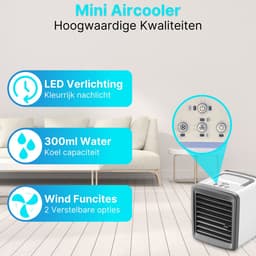 Rision Mobiele Airconditioner - Mini Airco - Luchtbevochtiger - Bureauventilator - Aircooler - USB Aansluitbaar - 3 Koeling Standen & 2 Windsnelheden - Wit — thumbnail 4
