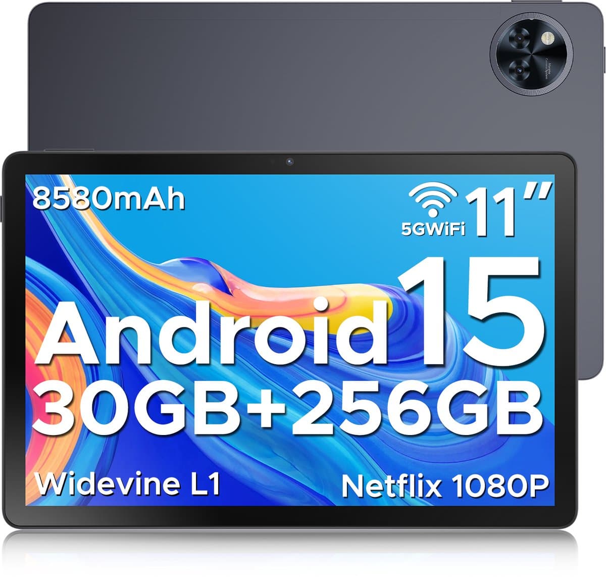 DOOGEE U11 Pro - Tablet - Tablets - 30GB RAM + 256GB ROM(2TB/TF) - 8580 mAh - 11 Inch 1080P 90 Hz - Dubbele luidspreker - T7200 Octa Core - 13MP Camera - 5G WIFI - Face ID - 7.9 mm Metallic Body - Grijs — afbeelding 1