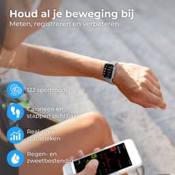 Nuvance - Smartwatch Heren - Smartwatch Dames - Geschikt voor alle Smartphones - Sporthorloge - 45mm - Stappenteller & Hartslagmeter - Grijs — thumbnail 5