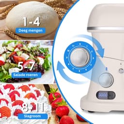 Keukenmachine - Roestvrij staal - 1500 W Vermogen - 11 Snelheden - Voor Thuis en Commercieel Gebruik — thumbnail 2