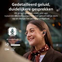 PHILIPS TAT5000BK/00 oordopjes - Perfect, natuurlijk geluid Noise Canceling Pro (Ruisonderdrukking) - 40 uur afspreeltijd - Multi-Point verbinding - App control - 6-mic-technologie - Betrouwbare pasvorm voor in het oor - Zwart — thumbnail 4