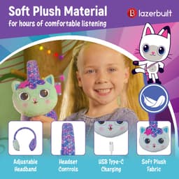 Gabby's Poppenhuis - Mercat - draadloze kinderkoptelefoon - met pluche volumebegrenzing - microfoon — thumbnail 3