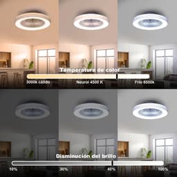 Epochglo Plafondlamp met ventilator Ø48.5cm - LED RGBW - 40W 4200LM - Dimbaar 3000K-6500K - 6 Snelheden - Timer, Afstandsbediening - Fluisterstil - Reversibele - Motor DC - Wit - Woonkamer - Slaapkamer - Keuken — thumbnail 4