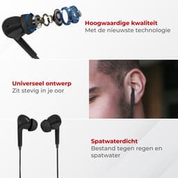 Nuvance Oortjes met Draad - 3.5mm Jack Aansluiting - Oordopjes met Draad - In-Ear Oortjes met Draad en Microfoon - Zwart — thumbnail 5