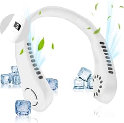 Nekventilator - Oplaadbaar - Unisex - Draagbaar - Handsfree en bladloos - Persoonlijke koelventilator met LED-display - 5 snelheden - Draagbare hangventilator - Voor reizen/wandelen/sporten/koken - Wit — thumbnail 1