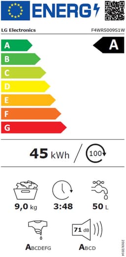 LG F4WR5009S1W TurboWash -  Wasmachine Voorlader - 9 kg - 1400 rpm - 71 dB — thumbnail 2