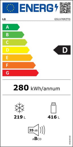 LG GSLV70PZTD Amerikaanse koelkast met DoorCooling+™ - D energie label - 635L inhoud - Water- & ijsdispenser - Total No Frost - Inverter Linear Compressor — thumbnail 2