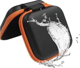 Hardcase Oortjes hoesje - Kabeltasje - Opbergtas electronica - Opberghoes voor Kabel, Oortjes in-ear – Zwart/Oranje — thumbnail 3