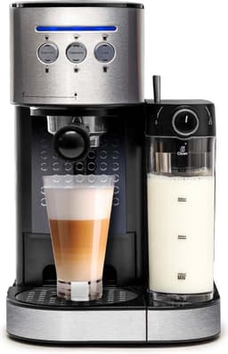 BluMill Koffiemachine - Pistonmachine - Incl. automatische melkschuimer & 2 portafilters - 1,2 Liter Waterreservoir - Zilver — thumbnail 1