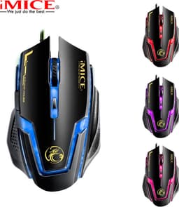 Game muis met LED verlichting - 6 knoppen - 1200/1600/2400/3200 DPI - hoge precisie - ergonomisch - — thumbnail 1