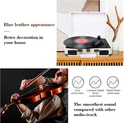 DIGITNOW! Belt-Drive 3-speed draagbare stereo platenspeler met ingebouwde luidsprekers, ondersteunt RCA-uitgang / 3,5 mm Aux-In / hoofdtelefoonaansluiting / MP3, mobiele telefoons muziekweergave — thumbnail 4
