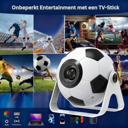 SNJY® Mini Beamer - Mini Projector - Beamer Full HD - 1080P HD - 270° Rotatie - Voetbal - Wit — thumbnail 2