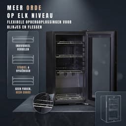 Koelkast - Vrijstaande Minibar voor Slaapkamer & Kantoor - Luxe Mini Koelkast met Vriesvak - Zwart - 45cm x 35cm x 70cm — thumbnail 3