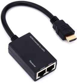 HDMI-extenderset met zender en ontvanger, 1080p Full HD, 30 m overdracht via Cat5e/Cat6-kabel, LAN-ethernet-Balun-repeater voor HDMI-signalen, compatibel met tv, beamer en gam — thumbnail 2