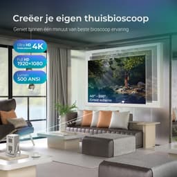 Mini Beamer - 500 ANSI Lumen Full HD 1080p - LED Projector - WiFi 6 Bluetooth 5.2 - Voor Thuisbioscoop En Streaming — thumbnail 3
