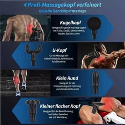 Fascia-massagepistool, draagbaar mini-massagepistool, 6 vibratiestanden, 4 massagekoppen, 1800mAh-batterij. — thumbnail 2