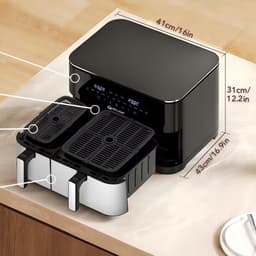WELLENT Dual Easy Fry Airfryer 11 L – Dubbele Airfryer met 2 Baklades – 2600 W – 10 Programma’s — thumbnail 4