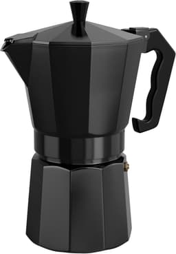 Lifestyleboss Zwarte Moka koffie percolator 300 ml, 6 kopjes, klassieke espressokan -aluminium voor alle warmtebronnen behalve inductie - Italiaans koffiegenot — thumbnail 3