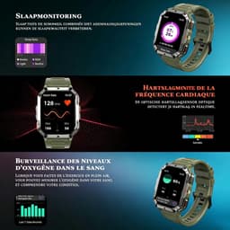Robuuste Militaire Smartwatch voor Heren – Sporthorloge - Bluetooth - Bellen|opnemen - Bloeddrukmeter - SpO2 - 2,01-inch scherm - Fitnesstracker - stappenteller meter - Outdoor Smartwatch - Geschikt voor iOS/Android - Groente — thumbnail 4