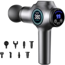 Massage Gun voor Spieren, 99 Snelheden, 9 Massagekoppen, Stil, LCD Touchscreen, USB-C, Grijs — thumbnail 1