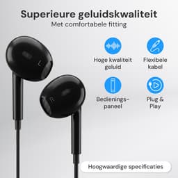 Nuvance Oortjes met Draad - Bedrade Oordopjes - USB-C Oortjes - Oordopjes met Draad en Microfoon - In-Ear Oordopjes - Zwart — thumbnail 2